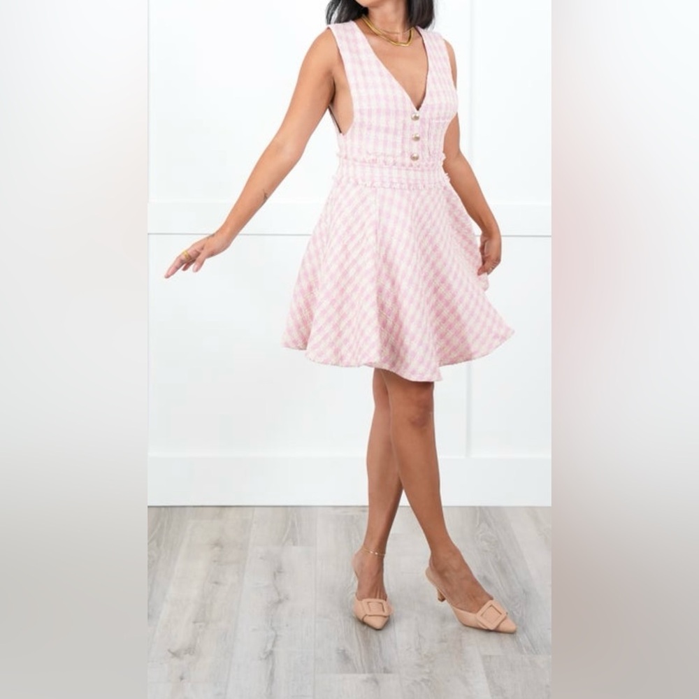 HEYSON Tweed Mini Dress With Button Detail